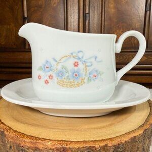 Vintage Corning Country Cornflower Gravy Boat and Underplate